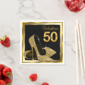金ゴールドハイエレガントヒール50th誕生日パーティー スタンダードカクテルナプキン (インサイチュ)
