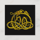 金ゴールドハイパードラゴンケルト結び目模様、ピンク明るい赤紫色ブラック スクエア名刺 (裏面)