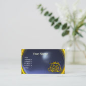 金ゴールドハイパードラゴン、ケルト結び目模様ブルートパーズジェムストーン 名刺 (スタンド正面)