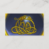 金ゴールドハイパードラゴン、ケルト結び目模様ブルートパーズジェムストーン 名刺 (裏面)