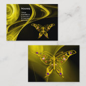金ゴールドハイパーバタフライジュエルイエローブラックフラクタル 名刺 (正面/裏面)