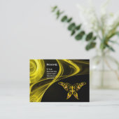 金ゴールドハイパーバタフライジュエルイエローブラックフラクタル 名刺 (スタンド正面)