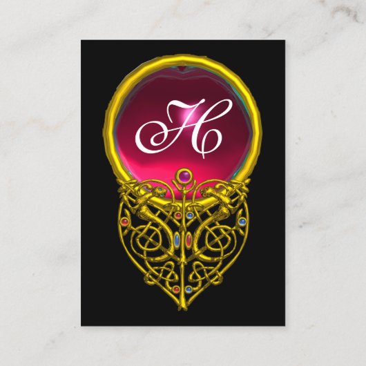 金ゴールドハイパーバレンタインハートピンクルビージェムモノグラム 名刺 (裏面)