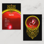 金ゴールドハイパーバレンタインハート赤ルビーモノグラムブラック 名刺 (正面/裏面)