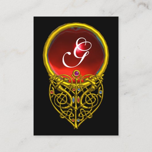 金ゴールドハイパーバレンタインハート赤ルビーモノグラムブラック 名刺 (裏面)