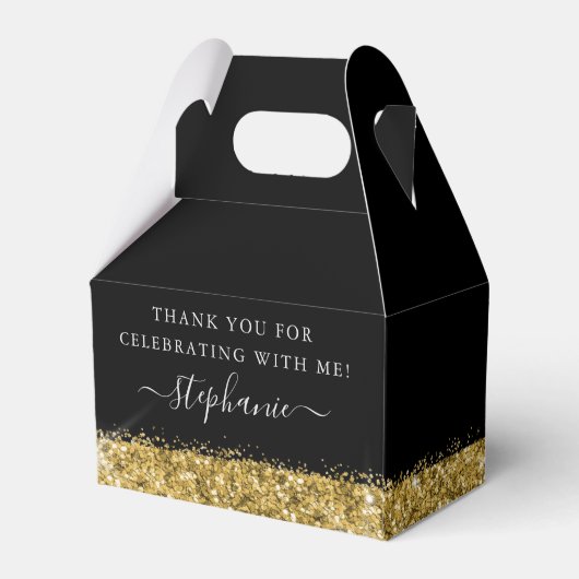 金ゴールドハイヒールエレガントブラックグリッターサンキュー フェイバーボックス (裏面サイド)