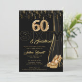 金ゴールドハイヒールエレガント第60回センセーショナル誕生日 招待状 (スタンド正面)