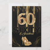 金ゴールドハイヒールエレガント第60回センセーショナル誕生日 招待状 (裏面)