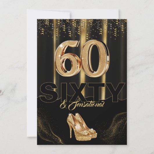 金ゴールドハイヒールエレガント第60回センセーショナル誕生日 招待状 (裏面)