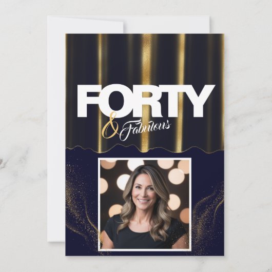 金ゴールドハイヒールエレガント40と素晴らしい誕生日 招待状 (裏面)