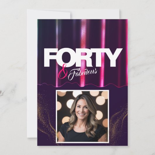 金ゴールドハイヒールエレガント40と素晴らしい誕生日 招待状 (裏面)