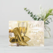 金ゴールドハイヒールシャンパンホリデーパーティー 招待状 (スタンド正面)