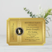 金ゴールドハイヒールシューゴールデンチケット誕生日パーティー 招待状 (スタンド正面)