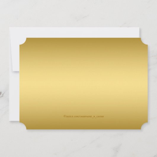 金ゴールドハイヒールシューゴールデンチケット誕生日パーティー 招待状 (裏面)