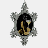 金ゴールドハイヒールシューズとマルティーニ スノーフレークピューターオーナメント (左)