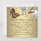 金ゴールドハイヒールシューズ女性ヒョウ誕生日パーティー 招待状 (裏面)