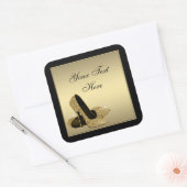 金ゴールドハイヒールシューズ封筒用シールパーティーの好意 スクエアシール (封筒)