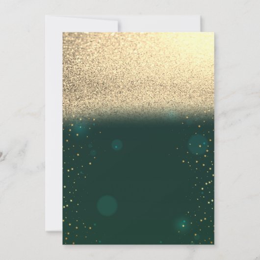 金ゴールドハイヒールバルーン緑のグリッター退職 招待状 (裏面)