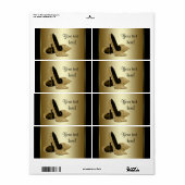 金ゴールドハイヒール靴のウォーターボトルラベル ラベル (フルシート)