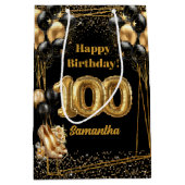 金ゴールドハイヒール100番目の誕生日抱き枕✨ ミディアムペーパーバッグ (正面)