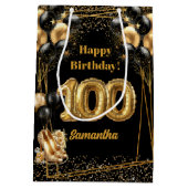 金ゴールドハイヒール100番目の誕生日抱き枕✨ ミディアムペーパーバッグ (裏面)