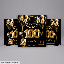 金ゴールドハイヒール100番目の誕生日抱き枕✨ ミディアムペーパーバッグ