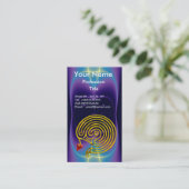 金ゴールドハイラビリンス/紫ティール(緑がかった色)光波 名刺 (スタンド正面)