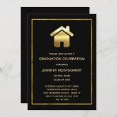 金ゴールドハウスシンボル実在エテートデザイン卒業 招待状 (正面/裏面)