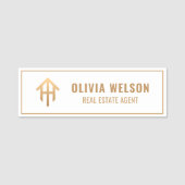 金ゴールドハウスロゴlプロフェッショナル実在エステートブローカー 名札 (正面)