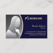 金ゴールドハウスロ実在ゴエステート不動産仲介業者ネイビーフォト 名刺 (正面)