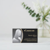 金ゴールドハウスロ実在ゴエステート不動産仲介業者ブラックフォト 名刺 (スタンド正面)