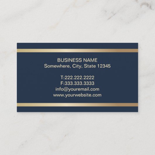 金ゴールドハウス&鍵ロゴ実在エステート不動産仲介業者ネイビー 名刺 (裏面)