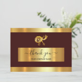 金ゴールドハサミのロゴありがとうございますお買い付け名刺 招待状 (スタンド正面)