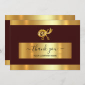 金ゴールドハサミのロゴありがとうございますお買い付け名刺 招待状 (正面/裏面)