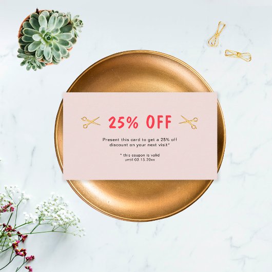 金ゴールドハサミ美容師ヘアスタイリストサロン 割引カード