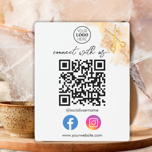 金ゴールドハサミ金属名刺QRコード メタルプリント