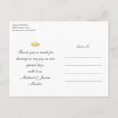 金ゴールドハス花カスタムウェディングありがとう ポストカード (裏面)