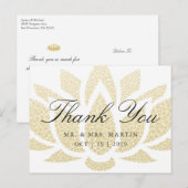 金ゴールドハス花カスタムウェディングありがとう ポストカード (正面/裏面)