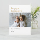 金ゴールドハッピンシンプルグホリデーホリデーカード シーズンカード (スタンド正面)