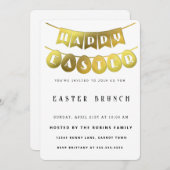 金ゴールドハッピーイースター 招待状 (正面/裏面)