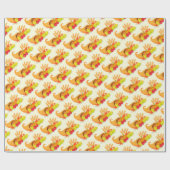 金ゴールドハッピーサンクスギビングカボチャ ラッピングペーパー (フラット)