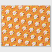 金ゴールドハッピーサンクスギビングカボチャ ラッピングペーパー (フラット)