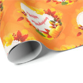 金ゴールドハッピーサンクスギビングカボチャ ラッピングペーパー (ロールコーナー)