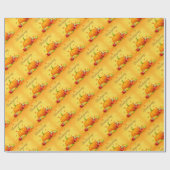 金ゴールドハッピーサンクスギビングカボチャ ラッピングペーパー (フラット)