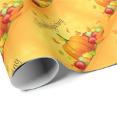 金ゴールドハッピーサンクスギビングカボチャ ラッピングペーパー (ロールコーナー)