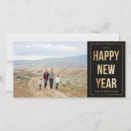 金ゴールドハッピーニューイヤーフェイクグリッターオンブラック シーズンカード