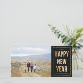 金ゴールドハッピーニューイヤーフェイクグリッターオンブラック シーズンカード (スタンド正面)