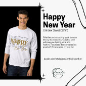 金ゴールドハッピーニューイヤー積み重ねスウェーユニセックスシャツ スウェットシャツ