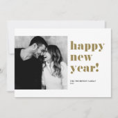 金ゴールドハッピーニューイヤー2025はっきりしたタイポグラフィ写真 シーズンカード (正面)