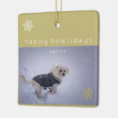 金ゴールドハッピーハウリデイズあなたの写真ペットオーナメントを追加 セラミックオーナメント (左)